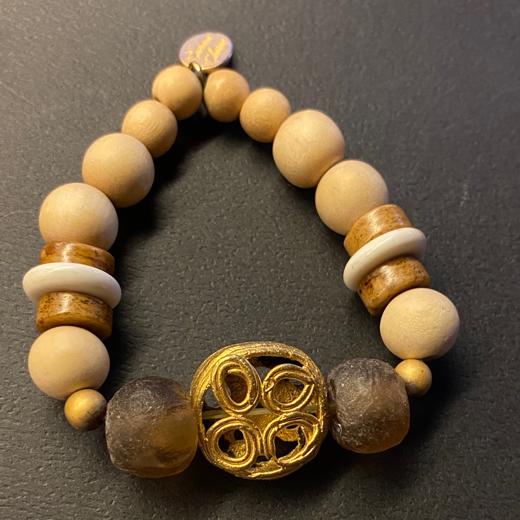 Susan Shaw Gold And Brown Beaded Bracelet